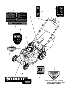 Part Location Diagram of 7104833YP Murray Decal, Control Head, 21" Brute